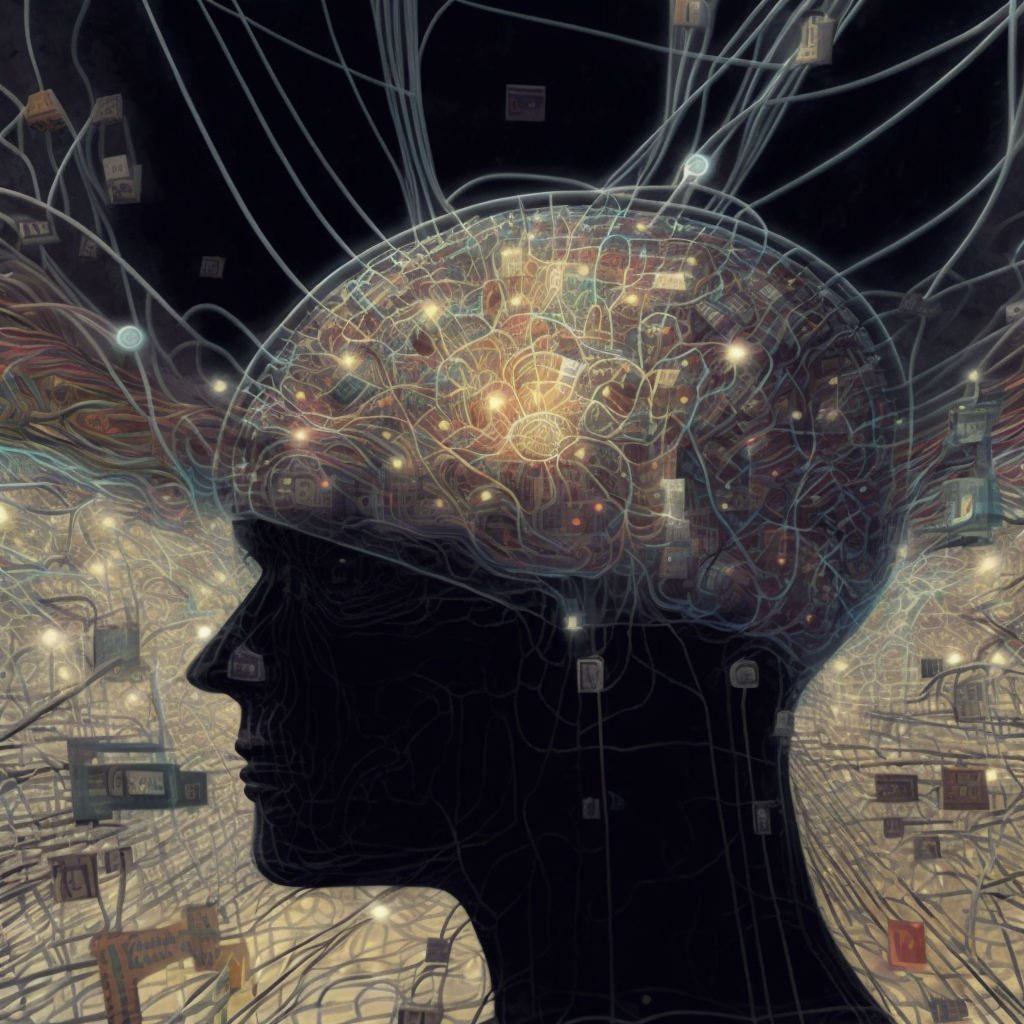 A human mind is connected to the social network