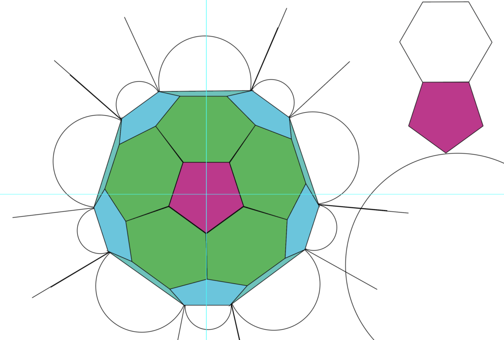A drafting sketch of the plan view of a geodesic dome structure.