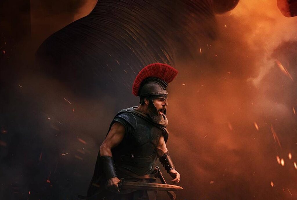 Matt Damon in full battle armor.